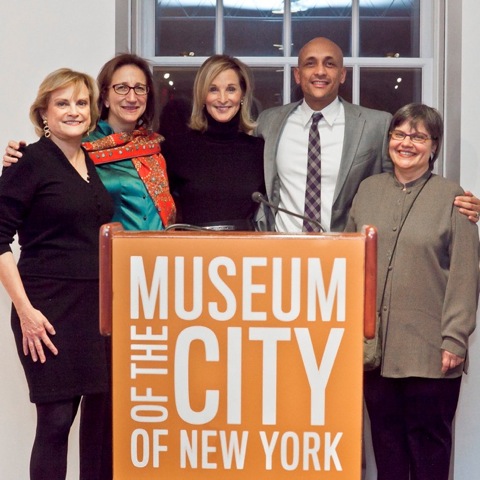 Director of MCNY, Susan Henshaw-Jones, President of the Charles H. Revson Foundation, Chair of the City Planning Commission, Amanda Burden, HPD Commissioner, Mat Wambua and CHPC Executive Director, Jerilyn Perine at the opening of the exhibition 