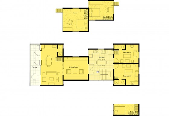 The 4th floor has a large living room that could be shared or partially shared...
