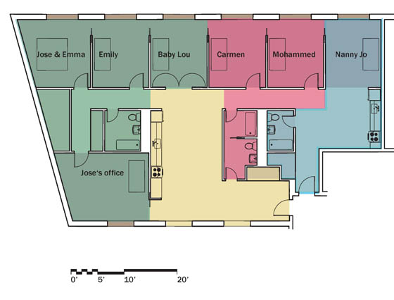 The Flux: possible layout of a 2,300 sf unit